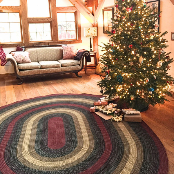 27x45  Highland Burgundy Oval JUTE