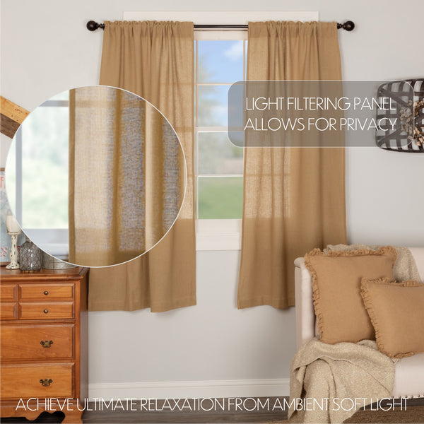 Burlap Natural Short Panel Curtain Set of 2 63x36