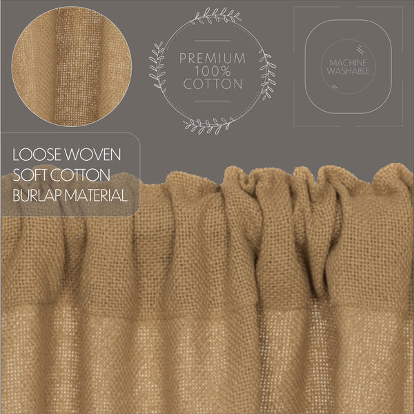 Burlap Natural Short Panel Curtain Set of 2 63x36