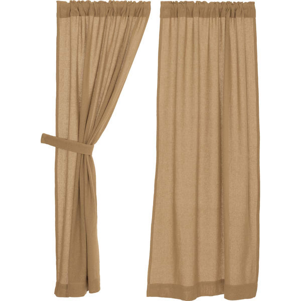 Burlap Natural Short Panel Curtain Set of 2 63x36