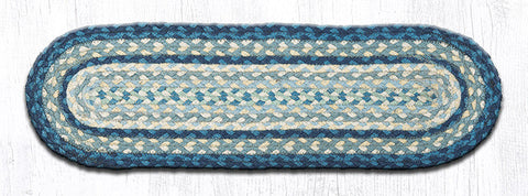 C-362 Breezy Blue/Taupe/Ivory Oval Stair Tread 27"x8.25"