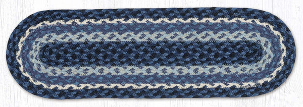 C-443 Blue/Gray/Ivory Oval Stair Tread 27"x8.25"