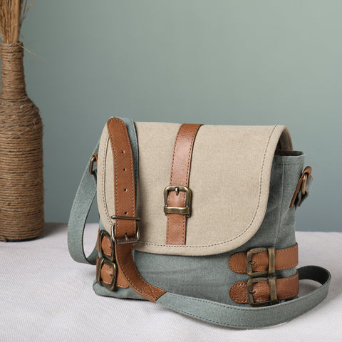 Buckled Up Agean Canvas Crossbody (ORIGINAL LEATHER)