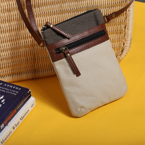 Ava Ice Grey Canvas Crossbody