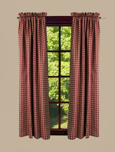 Appleton Barn Red Plaid 63" Curtain Panels | Country Farmhouse