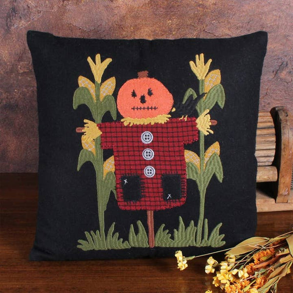Pumpkin Scarecrow Pillow with scarecrow and pumpkin design
