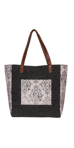 MIA UP-CYCLED CANVAS TOTE, BLACK