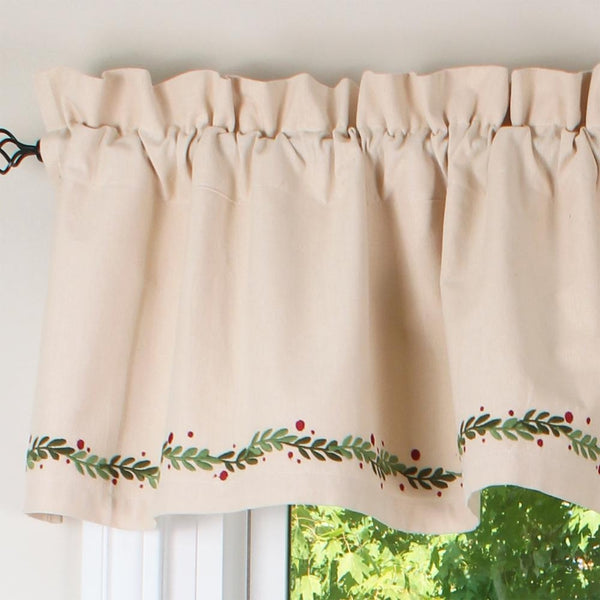 Holiday Pitcher Vine Valance | Primitive Farmhouse Kitchen Curtains