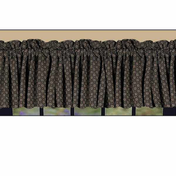 Kingston Jacquard Black Valance – 72x15.5 Lined Curtain