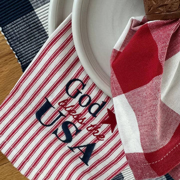 God Bless The USA Tab Towel Set | Patriotic Country Decor