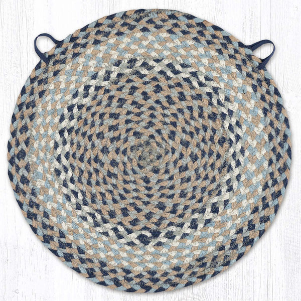 CH-05 Blue/Natural Jute Chair Pad 15.5"x15.5"