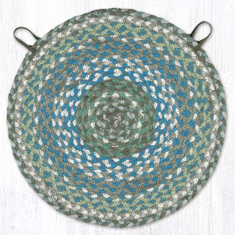 CH-419 Sage/Ivory/Settlers Blue Jute Chair Pad 15.5"x15.5"