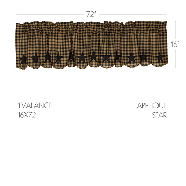 Black Star Scalloped Valance 16x72