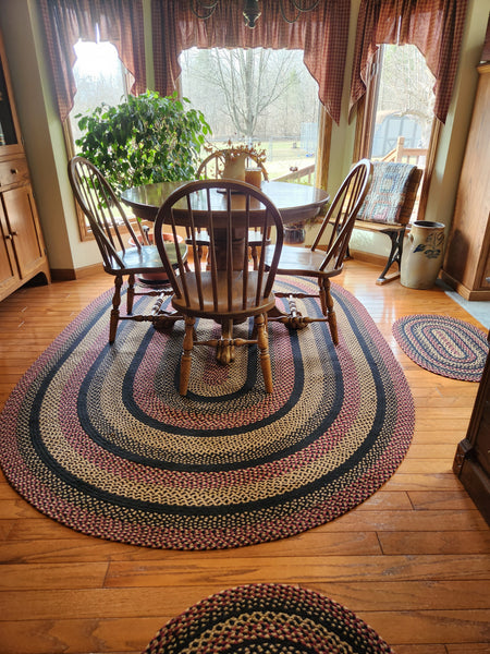 Burgundy Check Scalloped Swag Set of 2 36x36x16