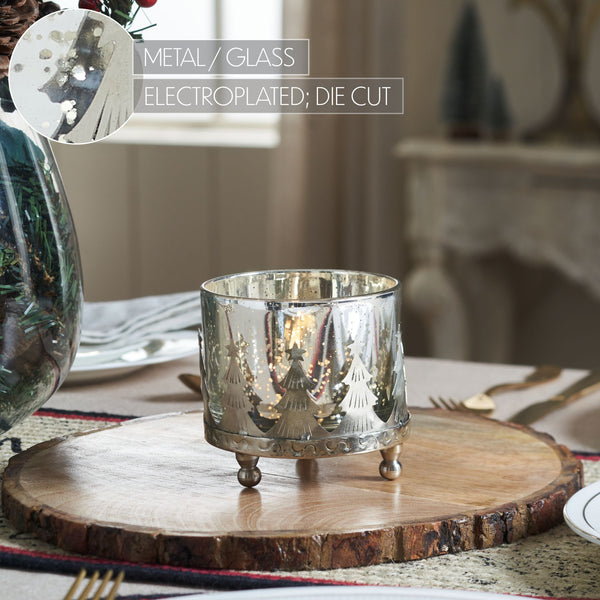 Silver Christmas Mercury Glass Candle Holder 4x4x4