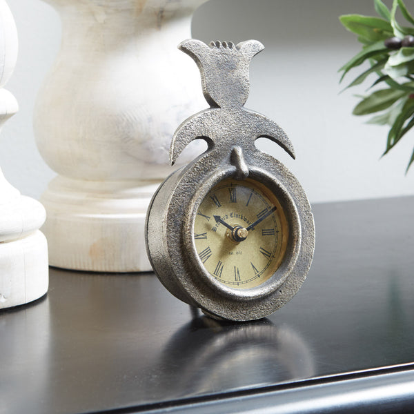 Folk Tulip Table Clock  DIMENSIONS: 6.25"HX X3.75"W X 3"D