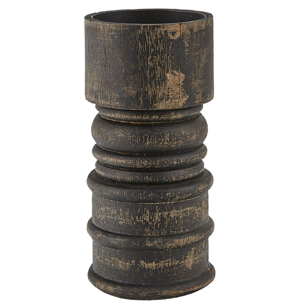 Rustic Short Candlestick - Black
