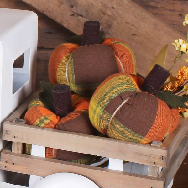 Autumn Plaid Mini Pumpkins – Set of 3