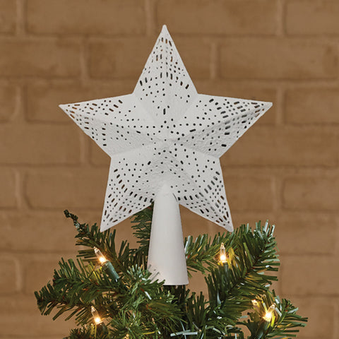 Star Tree Topper - White  DIMENSIONS: 7.25" X 2.5" X 9"