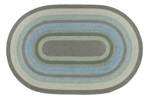 C-419 Sage/Ivory/Settlers Blue Oval Braided Rug 6'x9'