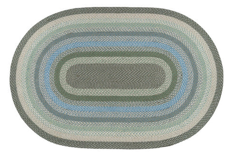 C-419 Sage/Ivory/Settlers Blue Oval Braided Rug 6'x9'