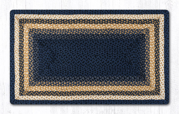 RC-79 Lt. Blue/Dk. Blue/Mustard Oblong Braided Rug 27"x45"