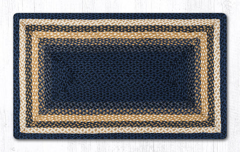 RC-79 Lt. Blue/Dk. Blue/Mustard Oblong Braided Rug 27"x45"