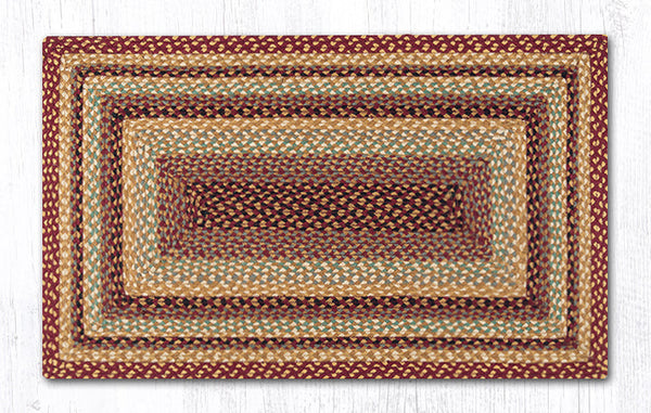 RC-357 Burgundy/Gray/Cream Oblong Braided Rug 27"x45"