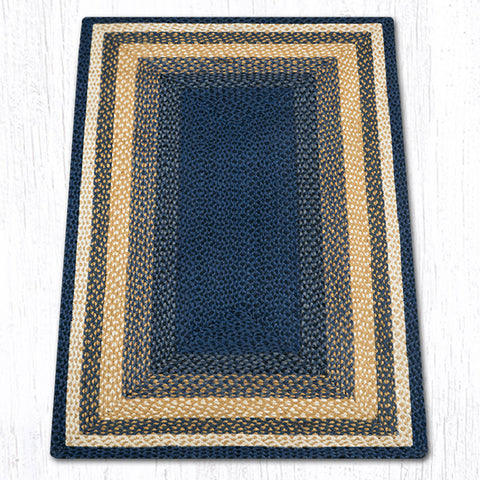 RC-79 Lt. Blue/Dk. Blue/Mustard Oblong Braided Rug 3'x5'