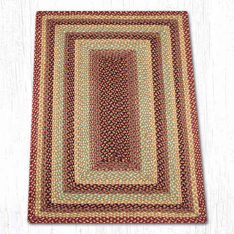 RC-357 Burgundy/Gray/Cream Oblong Braided Rug 3'x5'