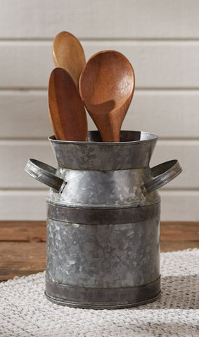 Galvanized Milk Can Utensil Crock