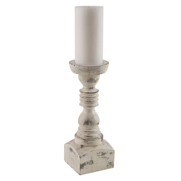 Brighton Wood 12" Candlestick - White