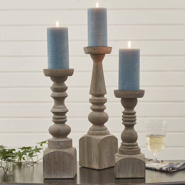 Add character and charm with the Brighton Wood Candlestick. Sure to bring a rustic, vintage look to any environment. Classic turned wood in weathered, distressed finish. Stylish as part of a stunning centerpiece, on the mantel or hearth, or any place that needs an eye-catching visual element. Perfect to enhance any decor style in your living space.