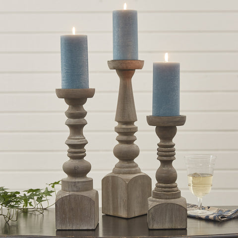 Add character and charm with the Brighton Wood Candlestick. Sure to bring a rustic, vintage look to any environment. Classic turned wood in weathered, distressed finish. Stylish as part of a stunning centerpiece, on the mantel or hearth, or any place that needs an eye-catching visual element. Perfect to enhance any decor style in your living space.