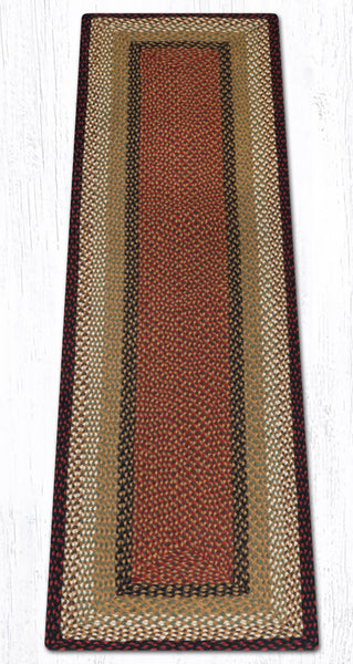 RC-19 Burgundy/Mustard Oblong Braided Rug 2'x8'