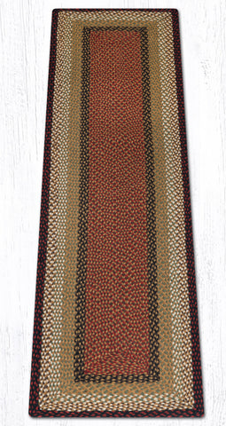 RC-19 Burgundy/Mustard Oblong Braided Rug 2'x8'