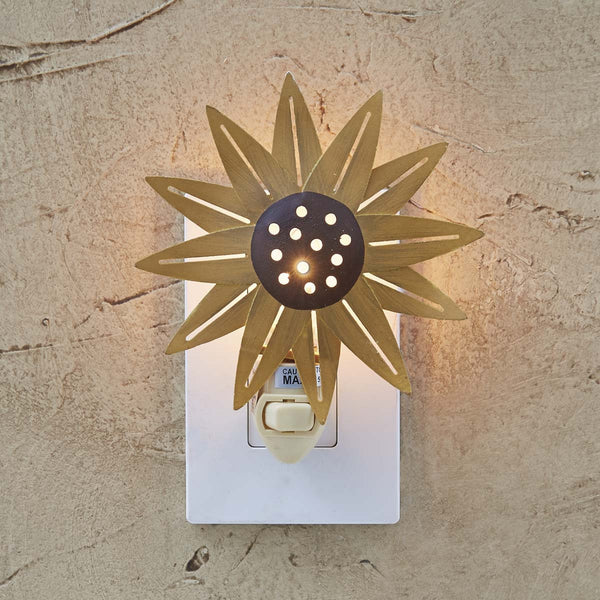 The Sunflower Night Light has the following specifications:  Dimensions: 5.25"H x 5"W x 2.25"D