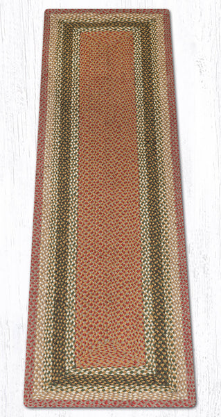 RC-24 Olive/Burgundy/Gray Oblong Braided Rug 2'x8'