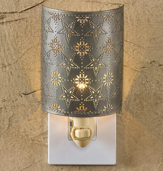 Tin Star Punched Night Light Dimensions: 3.5" W x 4.75"H x 1.5"D