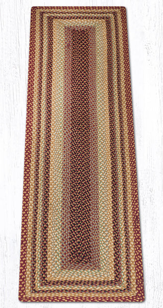 RC-357 Burgundy/Gray/Cream Oblong Braided Rug 2'x8'