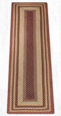 RC-357 Burgundy/Gray/Cream Oblong Braided Rug 2'x8'