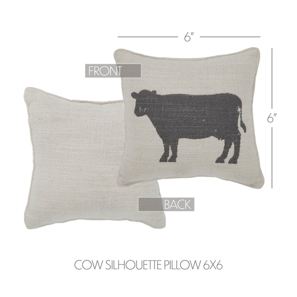 Finders Keepers Cow Silhouette Pillow 6x6