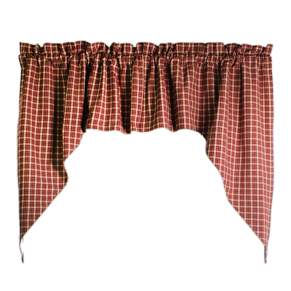 Appleton Barn Red Plaid Swag Curtains | Country Farmhouse