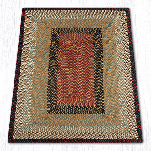 RC-19 Burgundy/Mustard Oblong Braided Rug 4'x6'