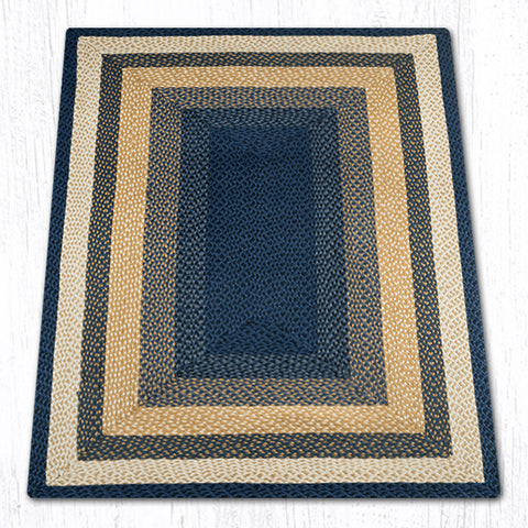 RC-79 Lt. Blue/Dk. Blue/Mustard Oblong Braided Rug 4'x6'