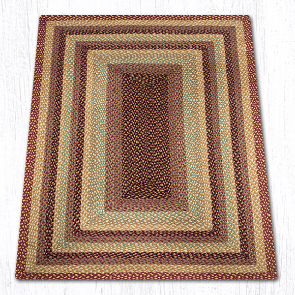RC-357 Burgundy/Gray/Cream Oblong Braided Rug 4'x6'