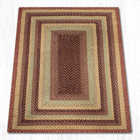 RC-357 Burgundy/Gray/Cream Oblong Braided Rug 4'x6'