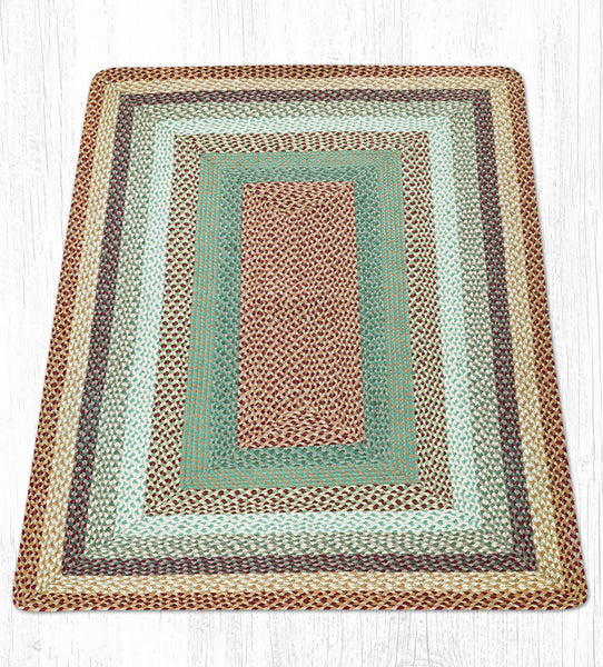 RC-413 Buttermilk/Cranberry Oblong Braided Rug 4'x6'
