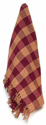 Cotton Throw - Burgundy Wine Check