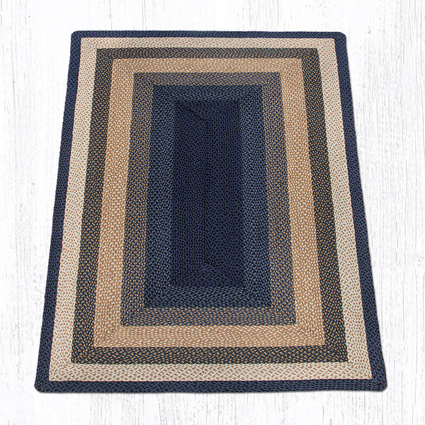 RC-79 Lt. Blue/Dk. Blue/Mustard Oblong Braided Rug 5'x8'